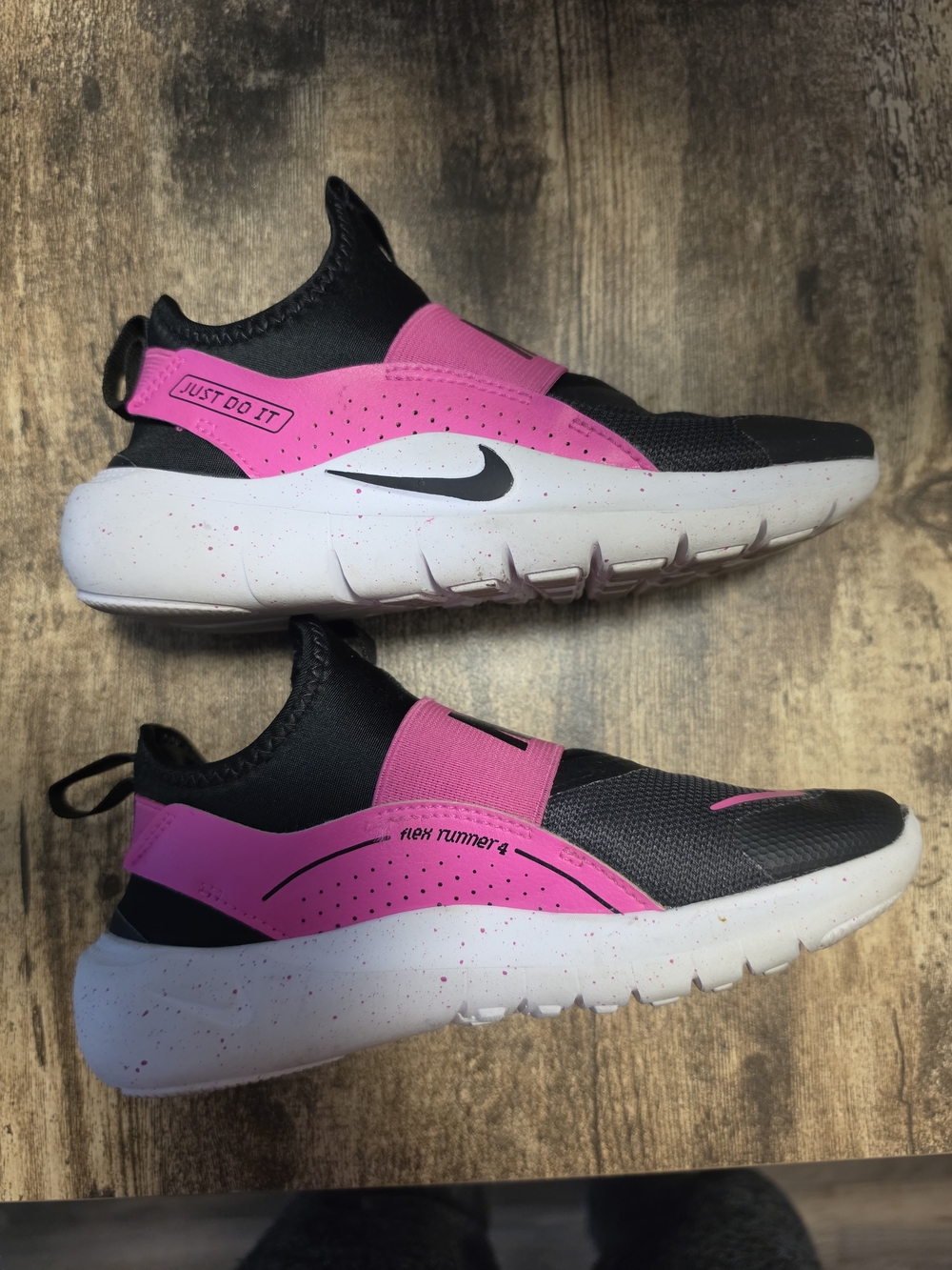 Nike Kids' Black & Pink Slip-On Runners